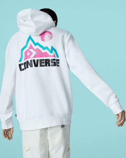 Mountain Moon Pullover Hoodie White