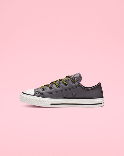 Tumbled Leather Chuck Taylor All Star Carbon Grey/Vivid Sulfur/Egret