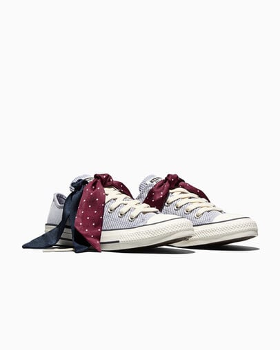 Chuck Taylor All Star Scarf Bow No Shade Grey/Vintage White/Egret, Top and Side View