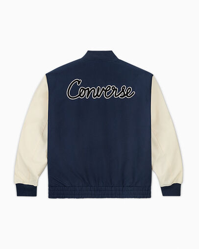 Chain Stitch Woven Jacket Converse Navy, Back View