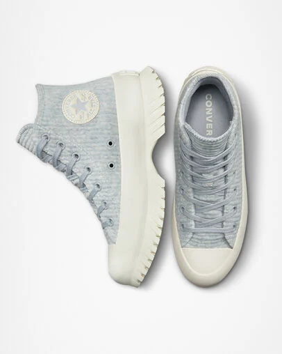 Chuck Taylor All Star Lugged 2.0 Velour Gravel/Egret/Egret, Top and Side View