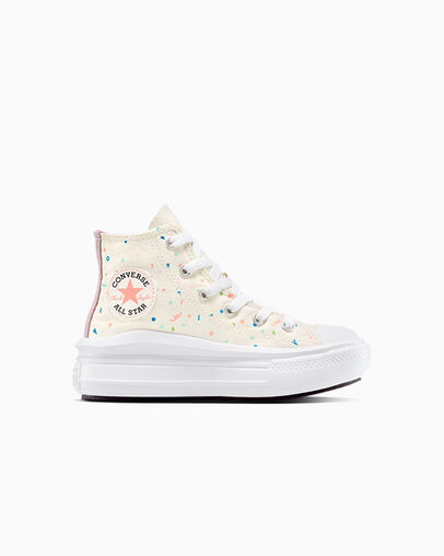 Chuck Taylor All Star Move Platform Confetti Egret/White/Neon Salmon, Outer Side View