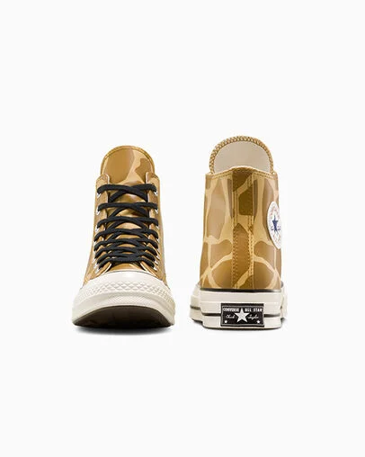 Chuck 70 Glow-In-The-Dark Giraffe Print Ginger Snap/Egret/Gopher Gold, Heel View