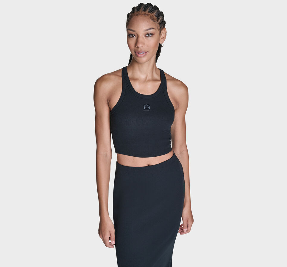 Box Star Cropped Tank Converse Black