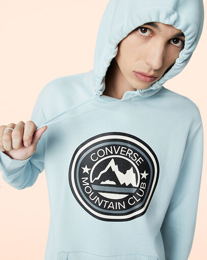 Mountain Club Patch Pullover Hoodie Polar Blue