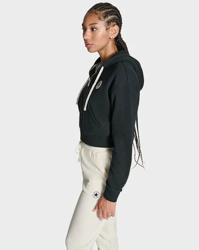 Retro Chuck Taylor Full-Zip Hoodie Black, Full Body View