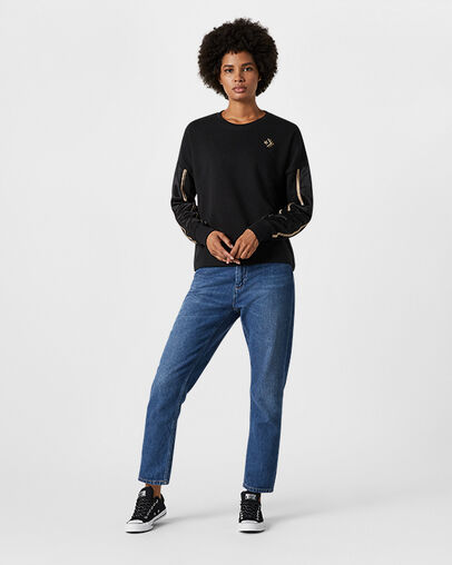 Colorblock Shine Oversized Crew Converse Black