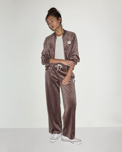 Chuck Taylor Patch Velour Long-Sleeve Track Jacket Pot Hole Plum, Detail View