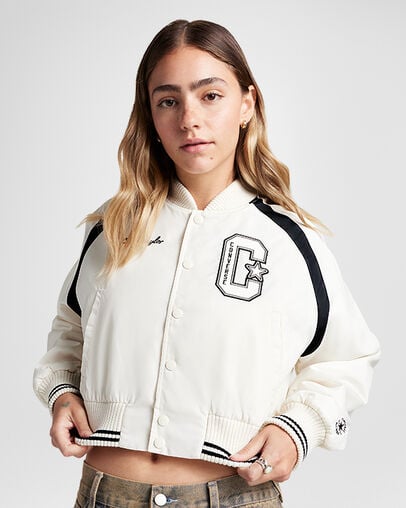 Retro All Star Varsity Jacket Converse Egret, Front View