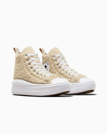 Chuck Taylor All Star Move Platform Sherpa Beach Stone/White/Black, Top and Side View