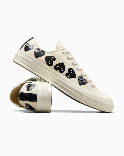 Converse x PLAY Comme des Garçons Chuck 70 Multi Heart Milk/Black/Egret, Detail Angle View