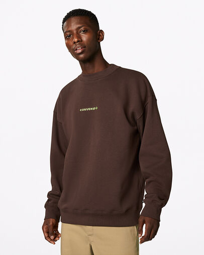 Wordmark Mock Neck Crew Earth, Front View