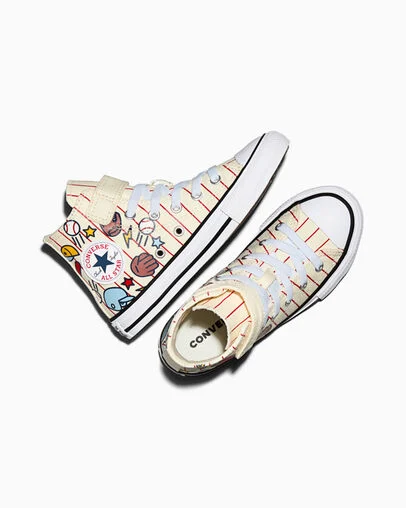 Chuck Taylor All Star Easy-On Sports Egret/Red/Navy, Angled View