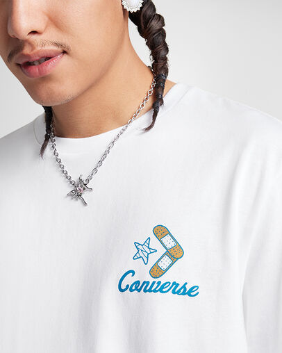 Swinging Skeleton T-Shirt White, Detail View