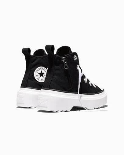 Chuck Taylor All Star Lugged Lift Platform Canvas Black/Black/White, Heel View