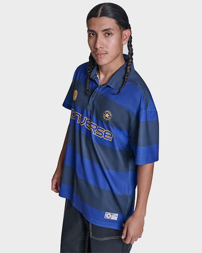 Retro Chuck Short Sleeve Polo Converse Blue Multi, Back View