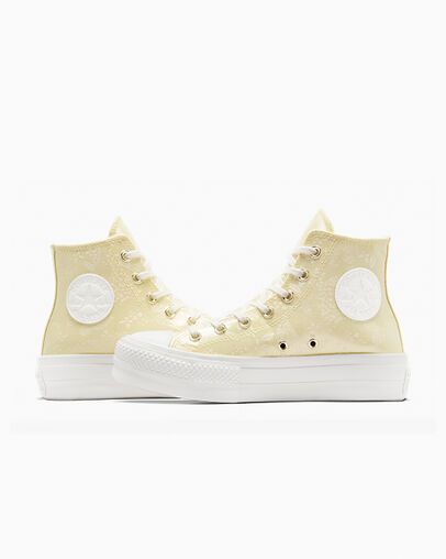 Chuck Taylor All Star Lift Platform Golden Butterfly Lemon Drop/Vintage White/Egret, Detail Angle View