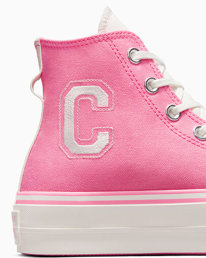 Chuck Taylor All Star Lift Platform Retro Varsity Oops Pink/Oops Pink, Detail Angle View