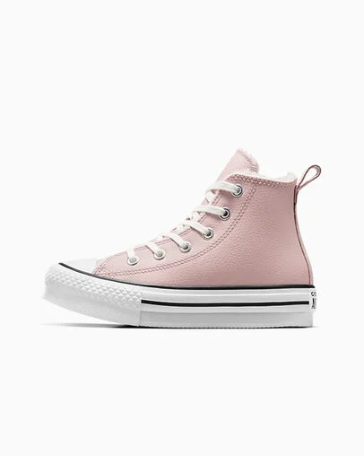 Chuck Taylor All Star Lift Platform Leather & Faux Fur Pink Sage/Vintage White/Black, Inner Side View