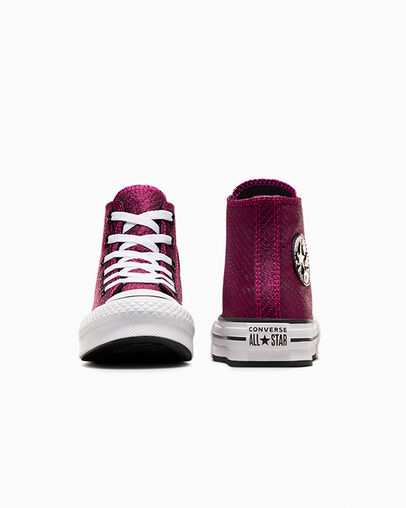 Chuck Taylor All Star Platform Lift Sparkle Prime Pink/White/Black, Heel View