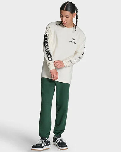 Logo Run Long Sleeve T-Shirt Egret, Back View