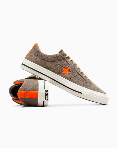 CONS One Star Pro Suede & Canvas Truffle/Converse Orange/Egret, Detail Angle View