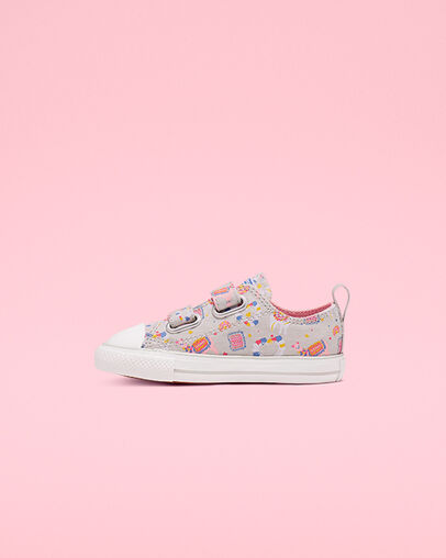 Llama Party Hook and Loop Chuck Taylor All Star Mouse/Coastal Pink/White
