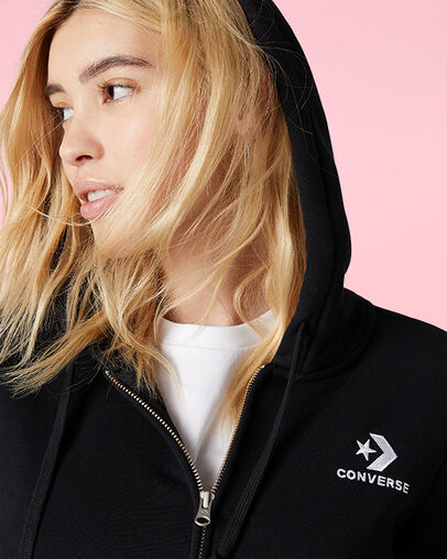 Embroidered Star Chevron Full Zip Converse Black