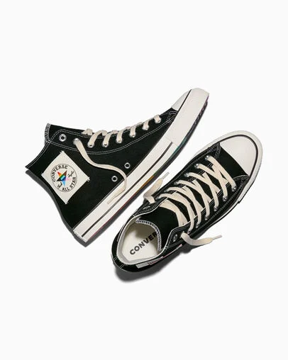 Chuck Taylor All Star Pride Patch Black/Egret/Egret, Angled View