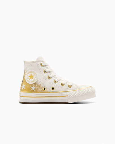 Chuck Taylor All Star EVA Lift Platform Gold Stars Vintage White/Gold, Outer Side View