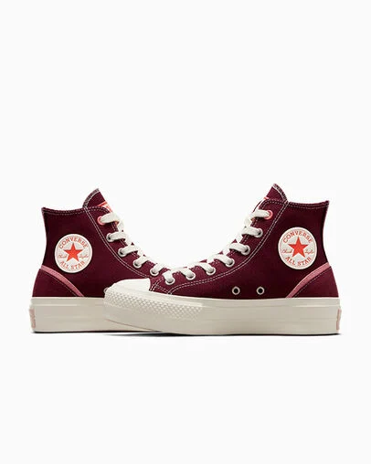 Chuck Taylor All Star Lift Mixed Material Deep Bordeaux/Egret, Detail Angle View