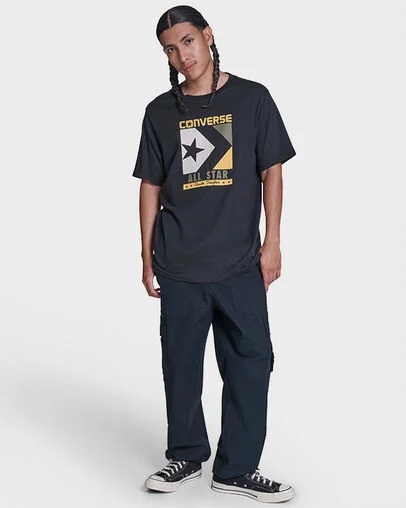 Timeless Boxed Chevron T-Shirt Converse Black, Full Body View