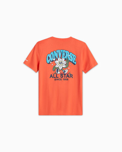 Trail Mix Flower Tee Vermillion Red, Back View