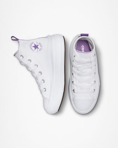 Chuck Taylor All Star Move Platform White/Pixel Purple/White, Top and Side View