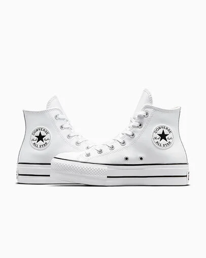 Chuck Taylor All Star Leather Platform White/Black/White, Detail Angle View