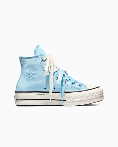 Chuck Taylor All Star Lift Platform Peached Canvas Clear Skies/Egret/Black, Outer Side View