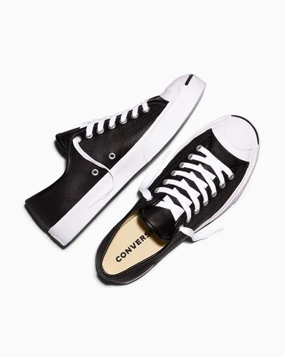 Jack Purcell Leather Black/White/White, Angled View