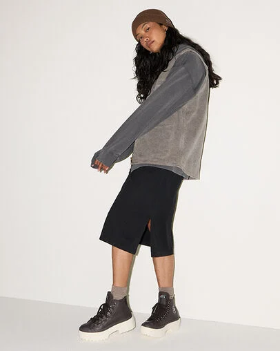 Chuck Taylor All Star Lugged Heel Platform Waterproof Leather Mudguard/Mudguard/Egret, On Foot Shot 1