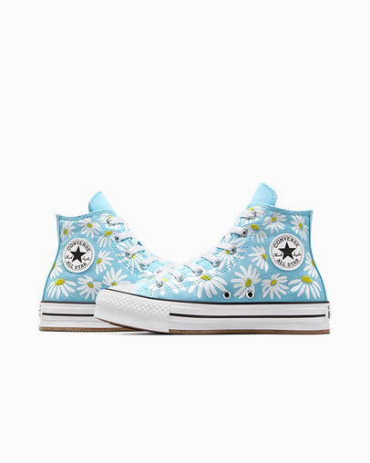 Chuck Taylor All Star Lift Platform Floral True Sky/Dandy Lion/White, Detail Angle View