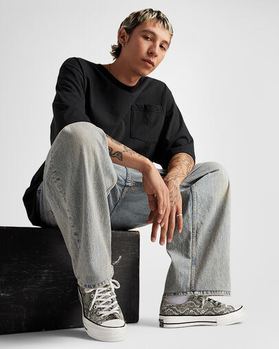 Chuck 70 Faux Snakeskin Low Top Pale Surplus/Egret/Black, On Foot Shot 2