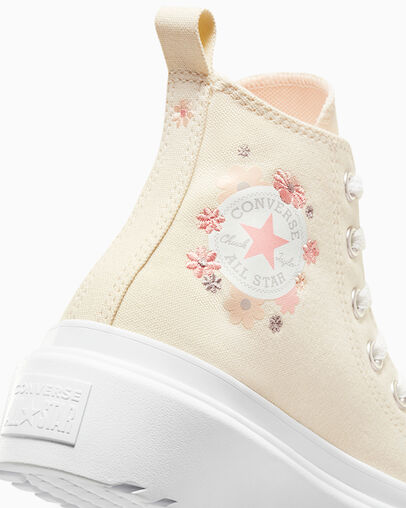 Chuck Taylor All Star Lugged Lift Platform Flowers Easy On Egret/White/Pink Phase, Detail Angle View