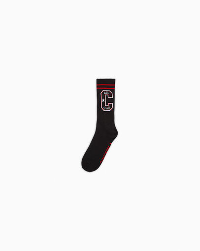 Varsity Crew Socks Black, Front View