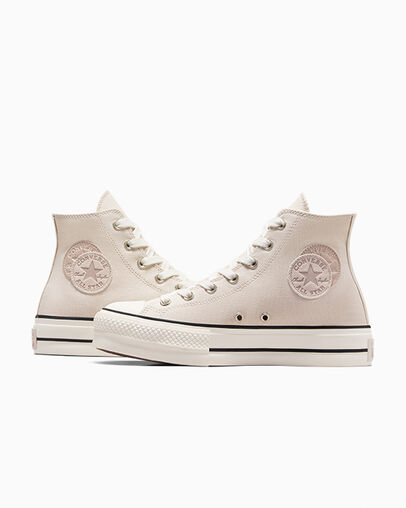 Chuck Taylor All Star Lift Platform Natural Tones Desert Sand/Egret/Black, Detail Angle View