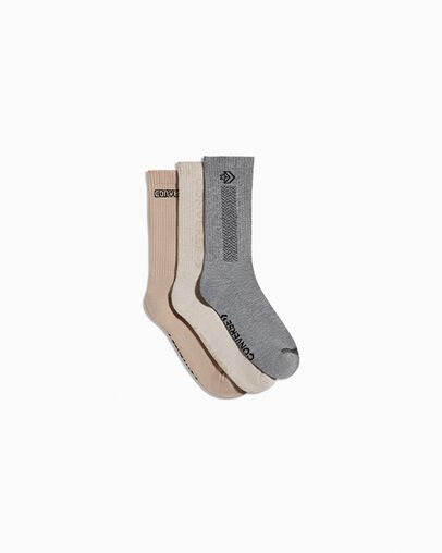 3-Pack Herringbone Crew Socks Neutral, Front View