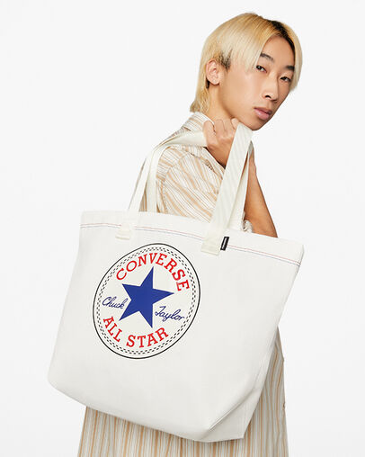 Graphic Tote Bag Egret/Converse Blue, Front View