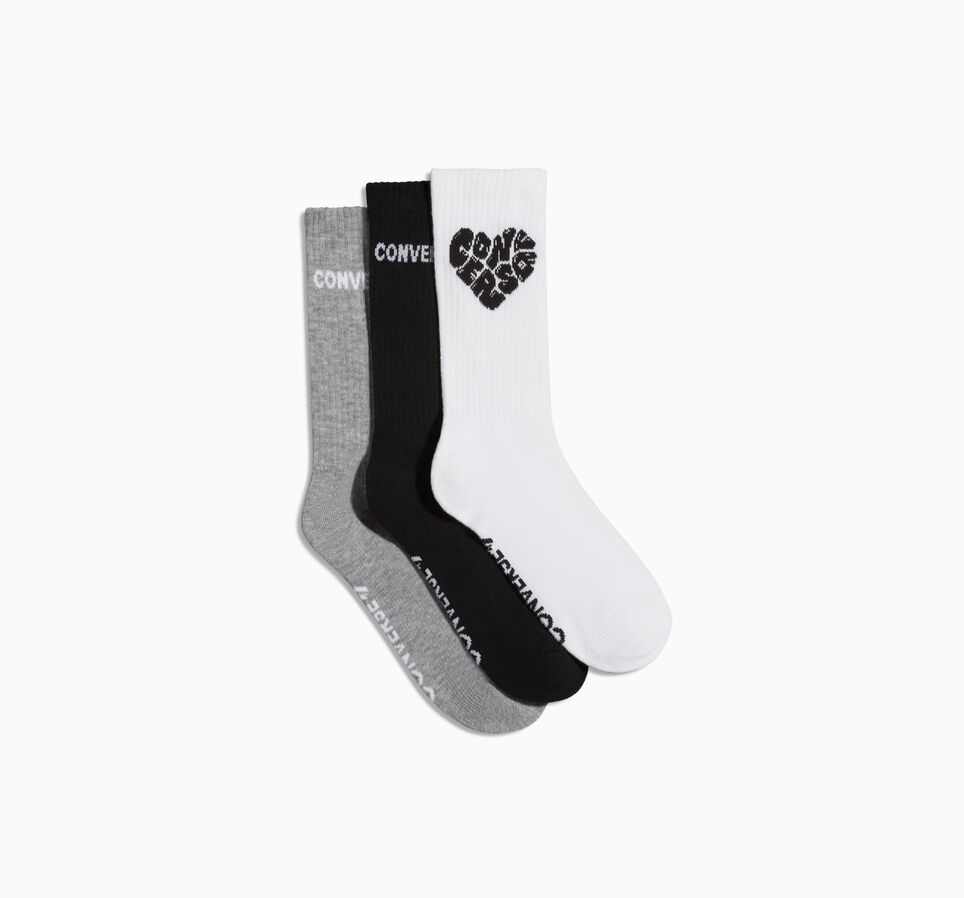 3-Pack Love Heart Socks Black/White
