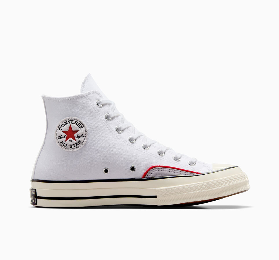 Chuck 70 Canvas & Suede White/ Ghost Town Grey/ Red