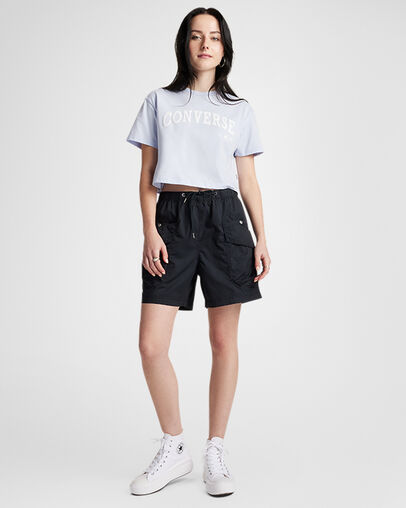 Cropped Collegiate Cropped T-Shirt Blueberry Ice, Full Body View