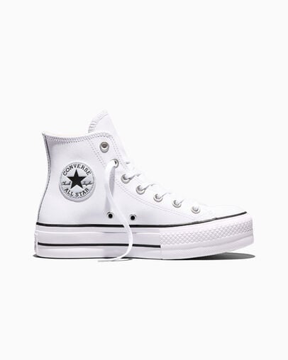 Chuck Taylor All Star Leather Platform White/Black/White, Outer Side View