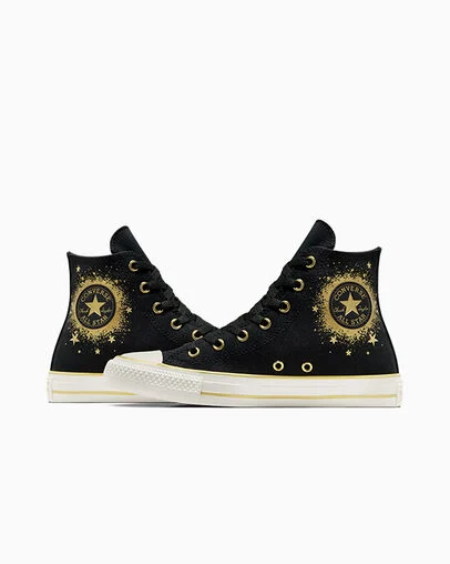 Chuck Taylor All Star Gold Metallic Black/Gold/White, Detail Angle View